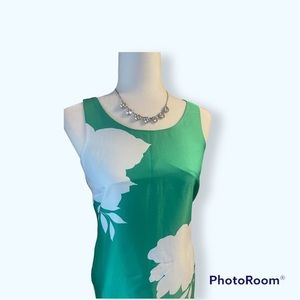 Banana Republic Dress- green floral size 0 wedding/casual/party sleeveless dress